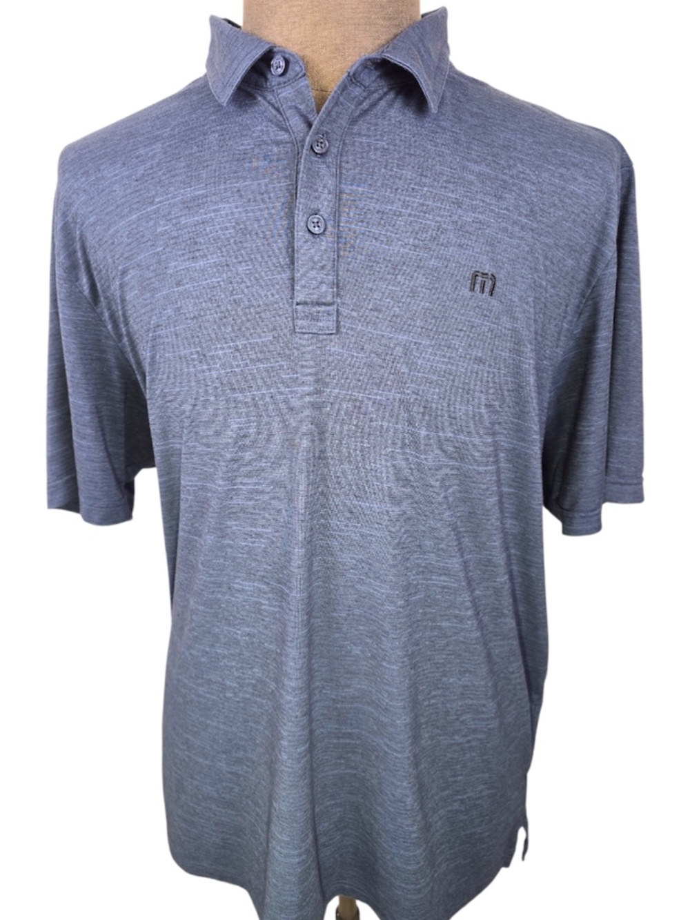 TravisMathew The Heater Polo Heather Blue Mens XXL Performance Golf Shirt 2025